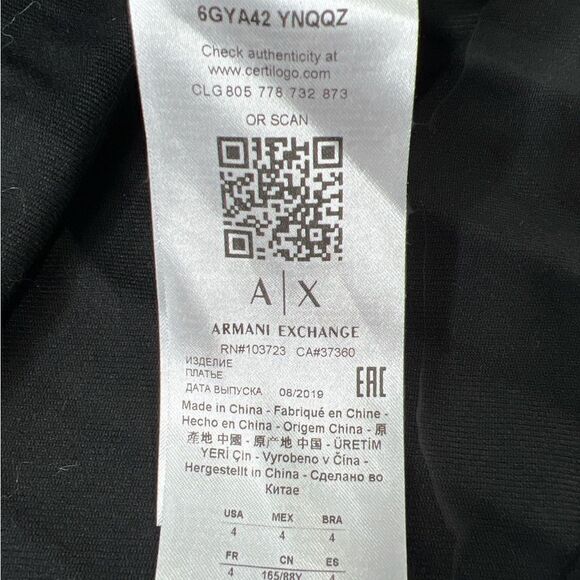 Armani‎ Exchange Black Faux Leather Pleated Studded Dress Sz 4 - Picture 6 of 11